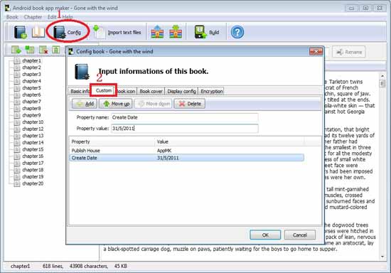 config customize book properties